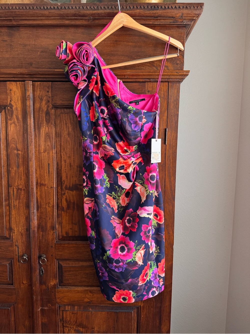 Alex Marie One Shoulder Floral Sheath Dress